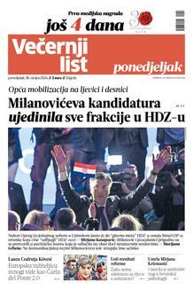 Večernji list naslovnica