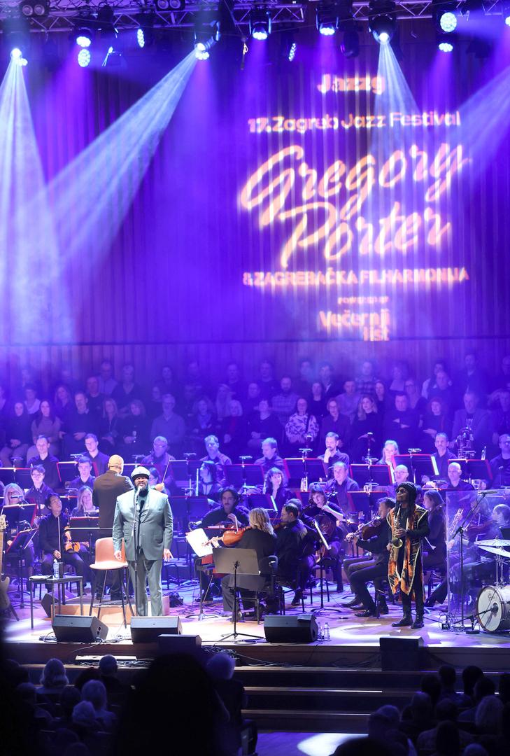 23.01.2026., Zagreb - Nagradjivani americki glazbenik Gregory Porter s bendom u pratnji Zagrebacke filharmonije nastupio  u KD Vatroslav Lisinski povodom otvaranja 17. Zagreb Jazz Festivala.   Photo: Emica Elvedji/PIXSELL