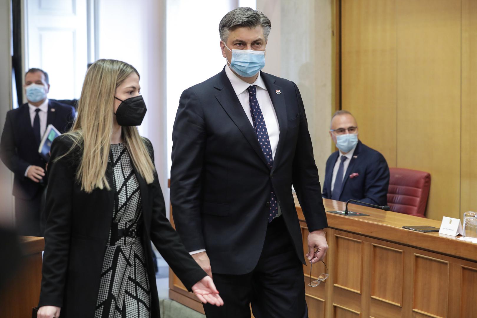 07.04.2021., Zagreb - Aktualnim prijepodnevom pocela je 7. sjednica Hrvatskog sabora. Predsjednik Vlade Andrej Plenkovic Photo: Robert Anic/PIXSELL