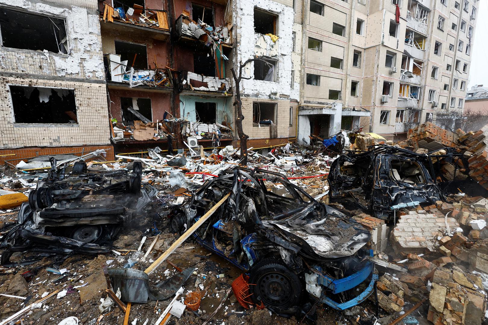 A view of a site of a residential building heavily damaged during a Russian missile attack, amid Russia's attack on Ukraine, in Kyiv, Ukraine January 2, 2024. REUTERS/Valentyn Ogirenko Photo: VALENTYN OGIRENKO/REUTERS