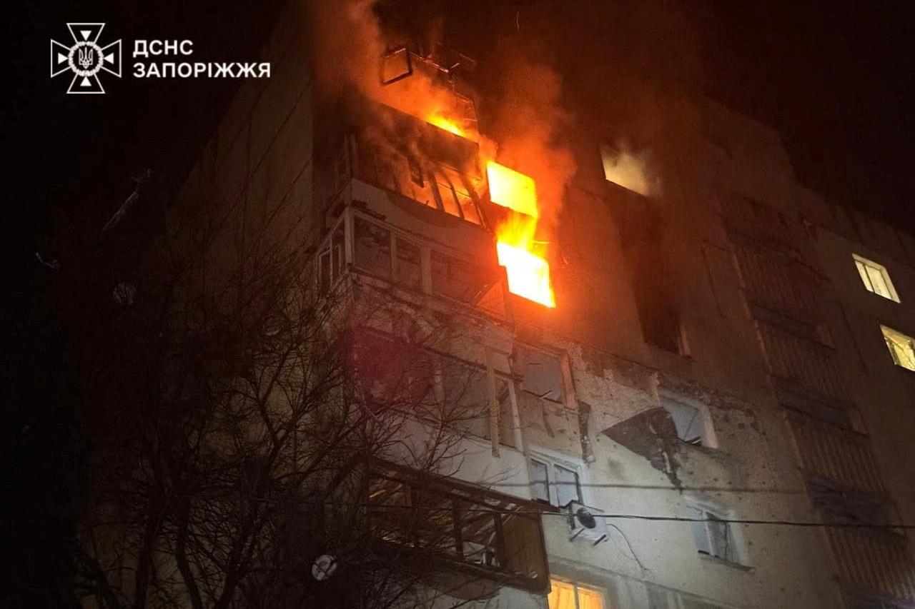 Aftermath of a Russian drone and missile attack in Zaporihzhzia