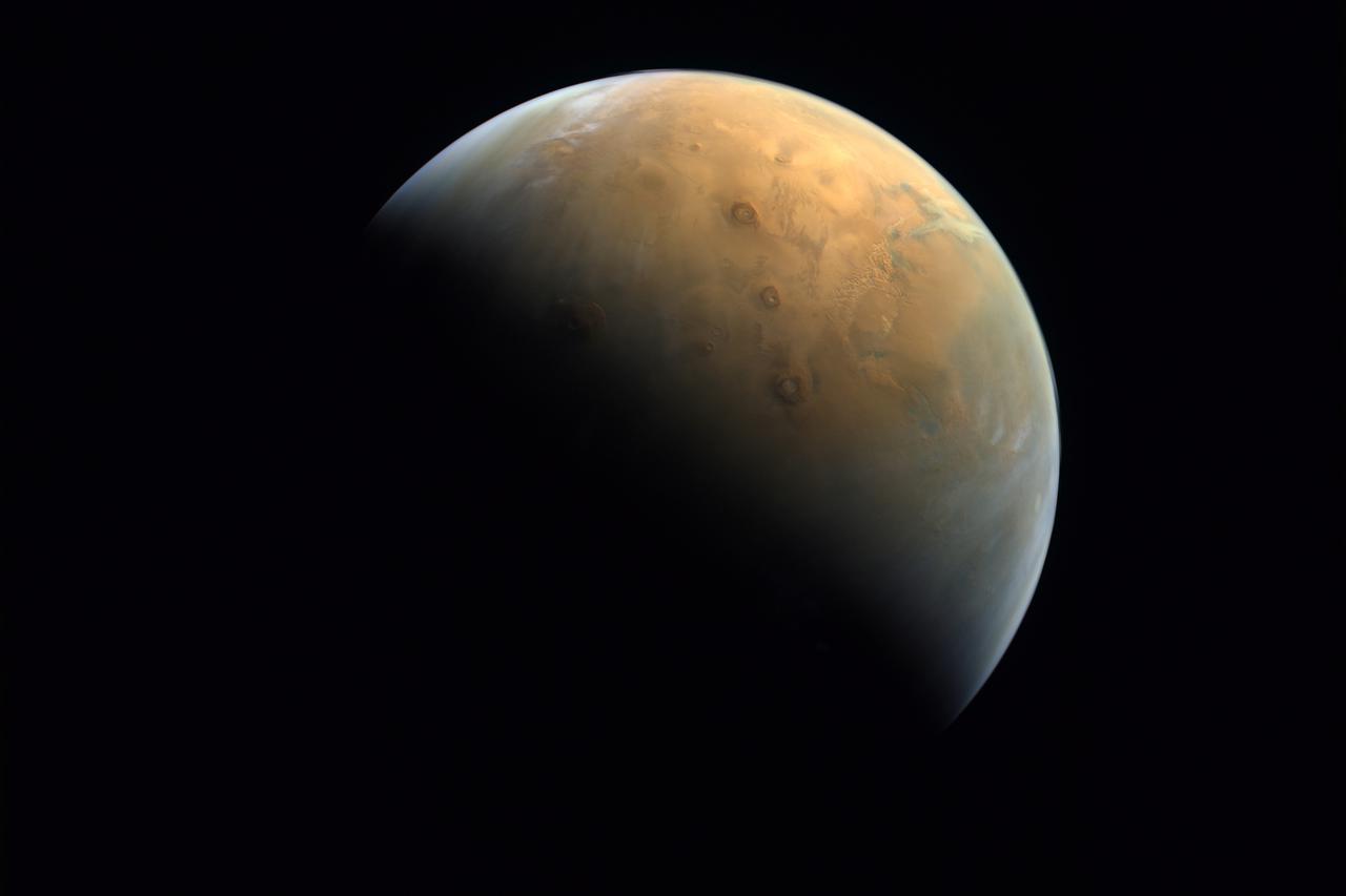 A view shows Mars in this handout picture taken after UAE's Hope Probe entered orbit in the first Arab Mars mission