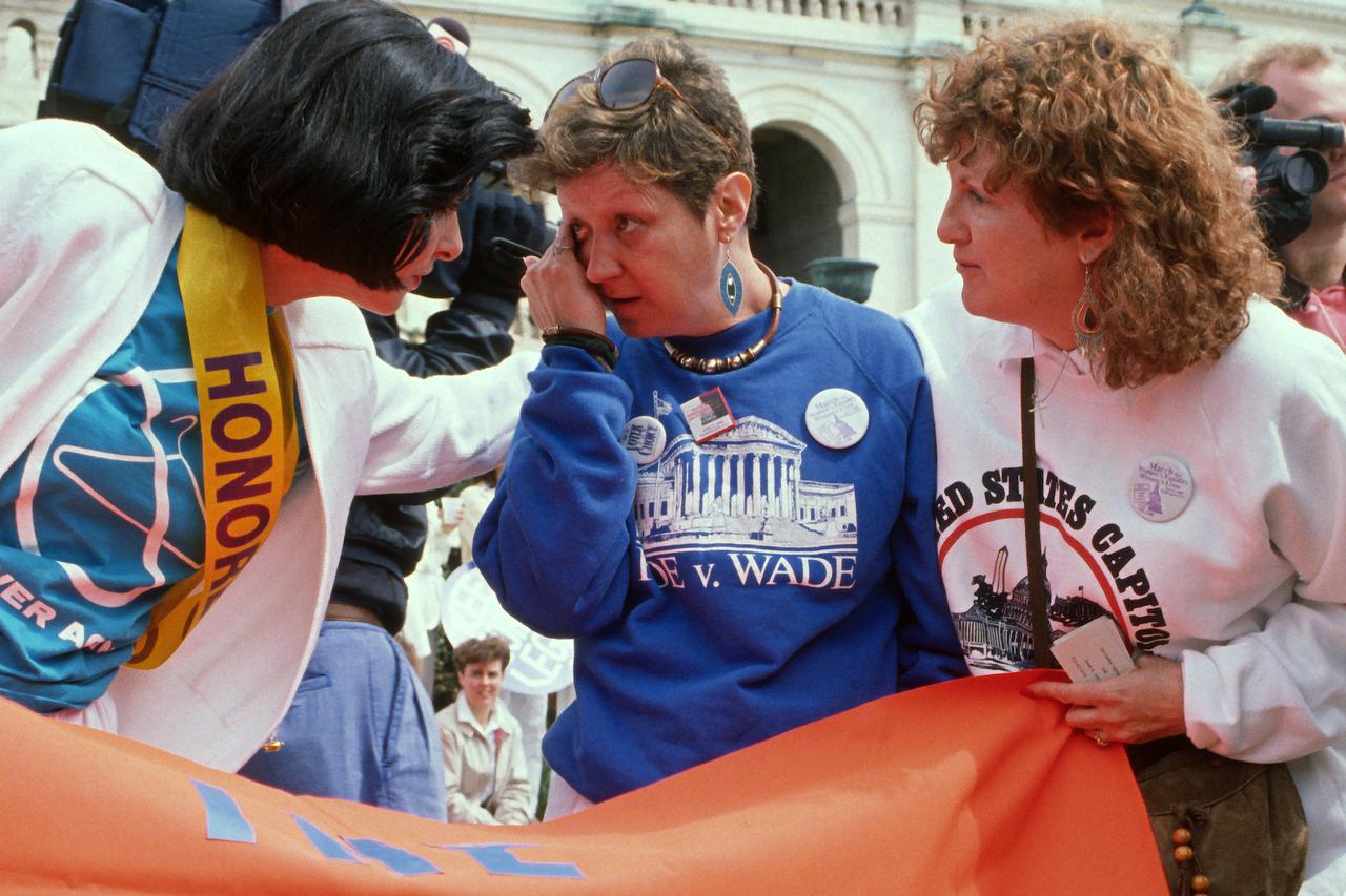 Norma McCorvey Attends a Rally at the US Supreme Court