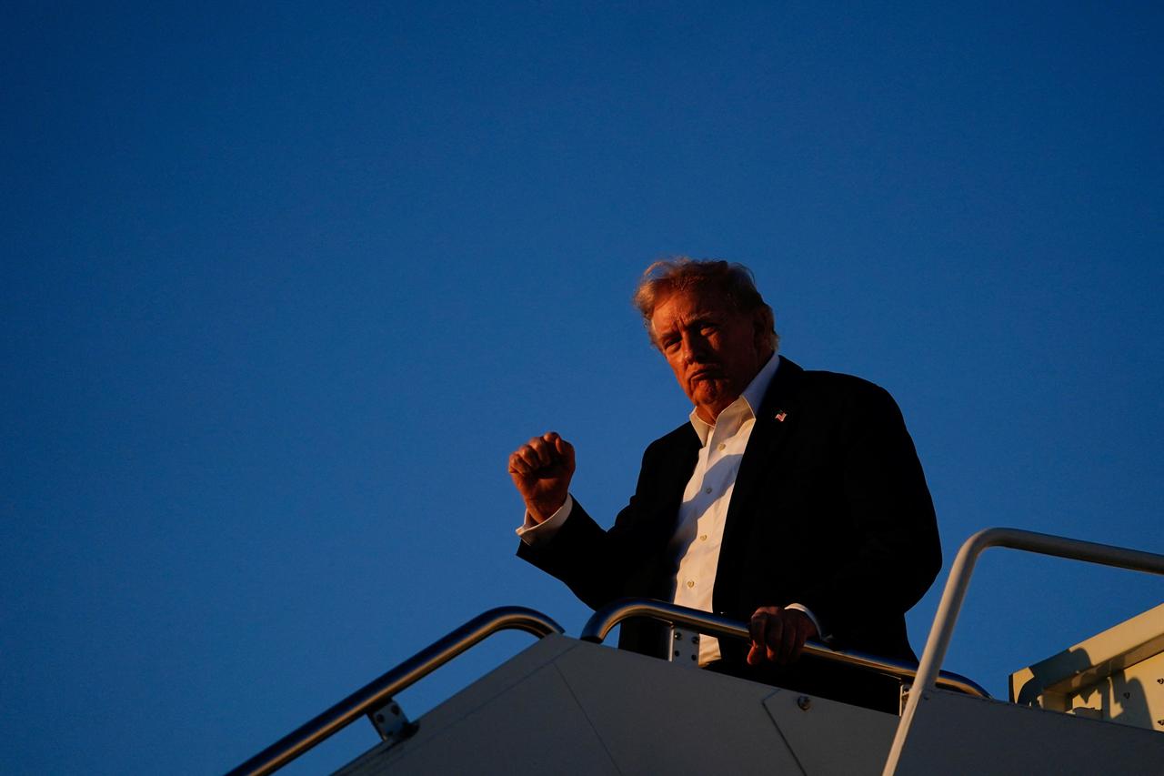 U.S. President Donald Trump arrives at Joint Base Andrews