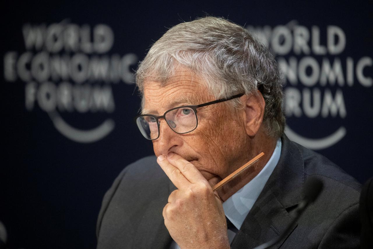 Gates, co-chairman of the Bill & Melinda Gates Foundation attends a news conference in Davos