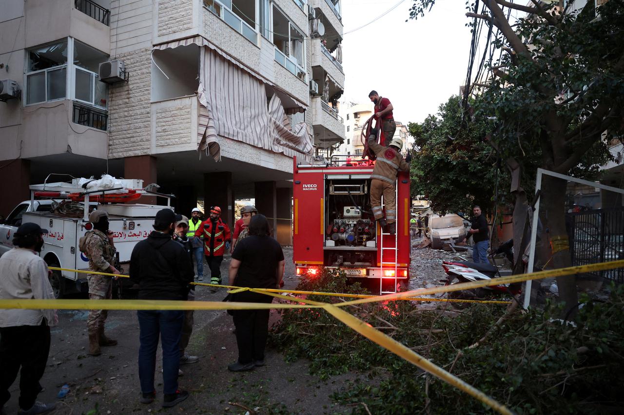 Aftermath of an Israeli strike, in Beirut suburbs