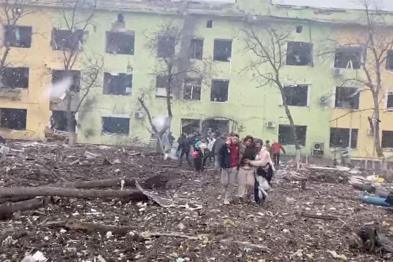 Destruction of children's hospital as Russia's invasion of Ukraine continues, in Mariupol