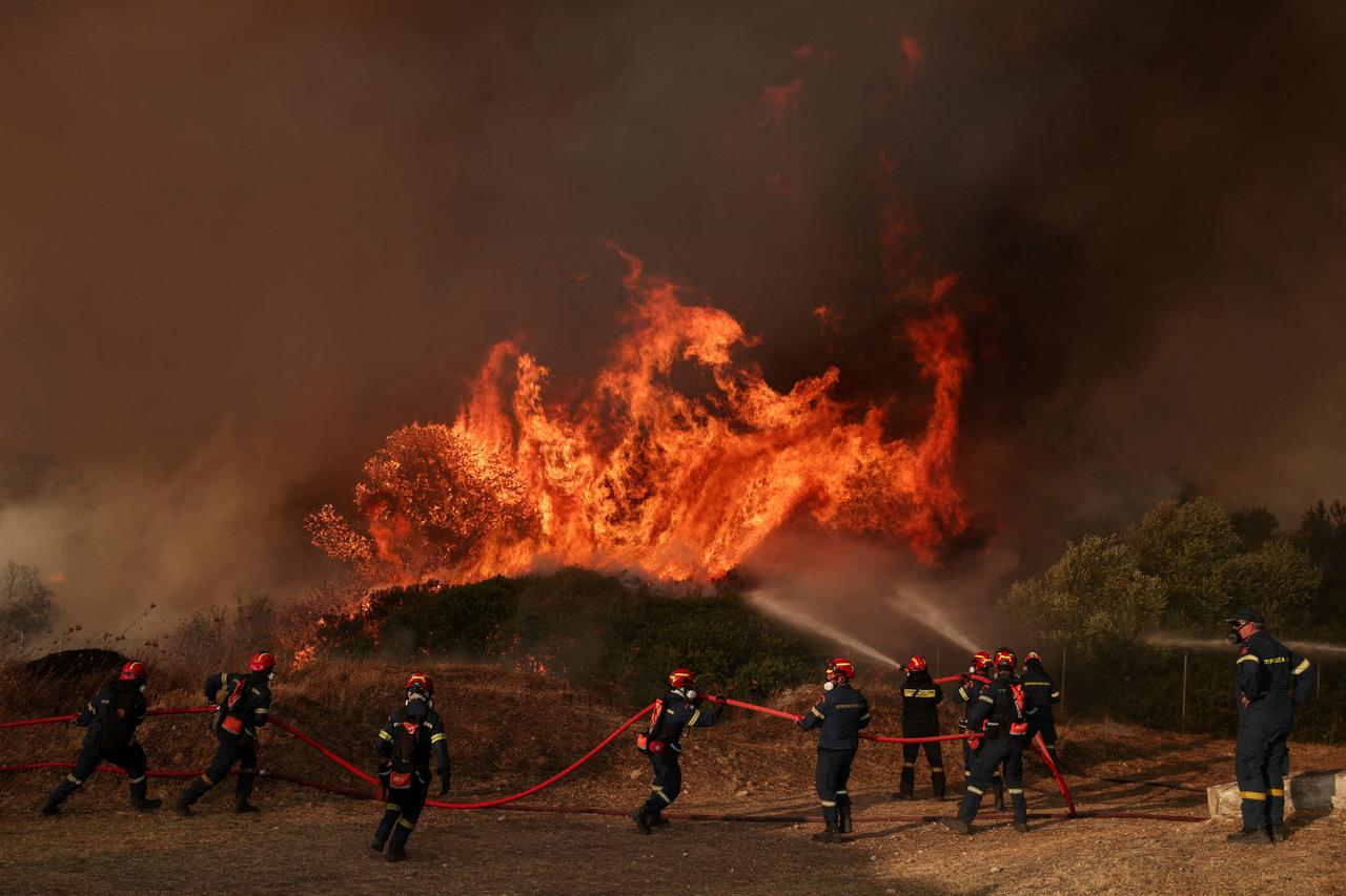 Wildfire burns in Greece