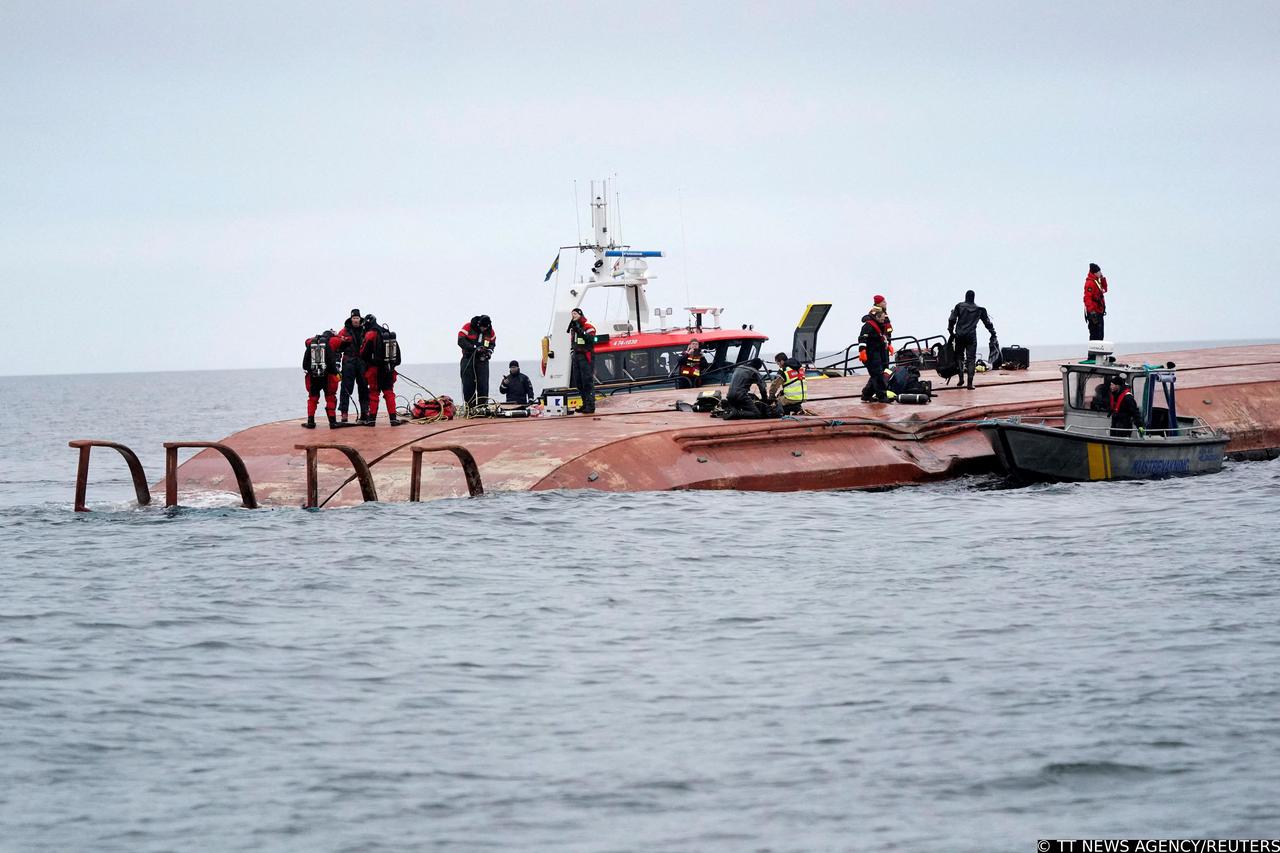 FILE PHOTO: Cargo ships collide on the Baltic Sea