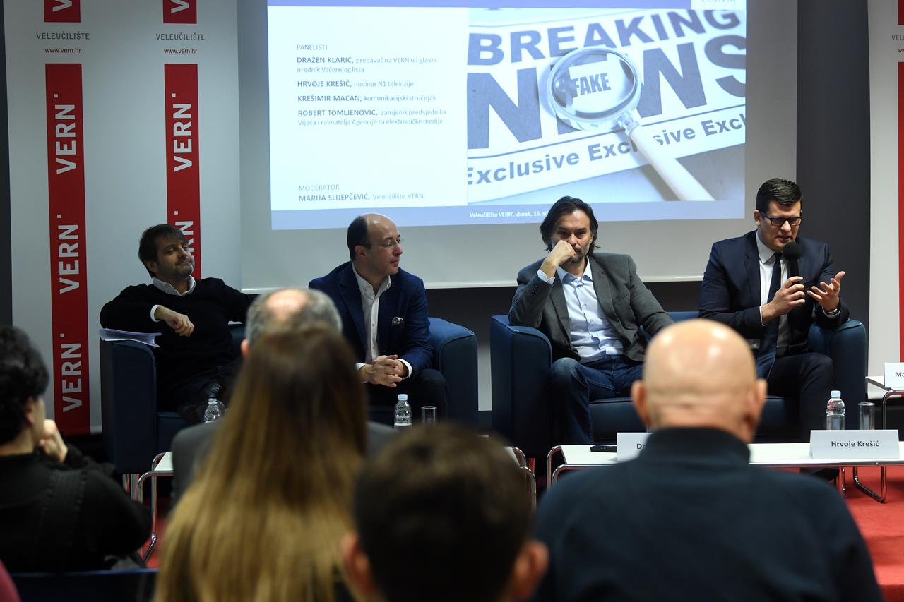 Zagreb: Panel diskusija pod nazivom Istinita ili lažna? Važno da je vijest ... na Sveučilištu Vern