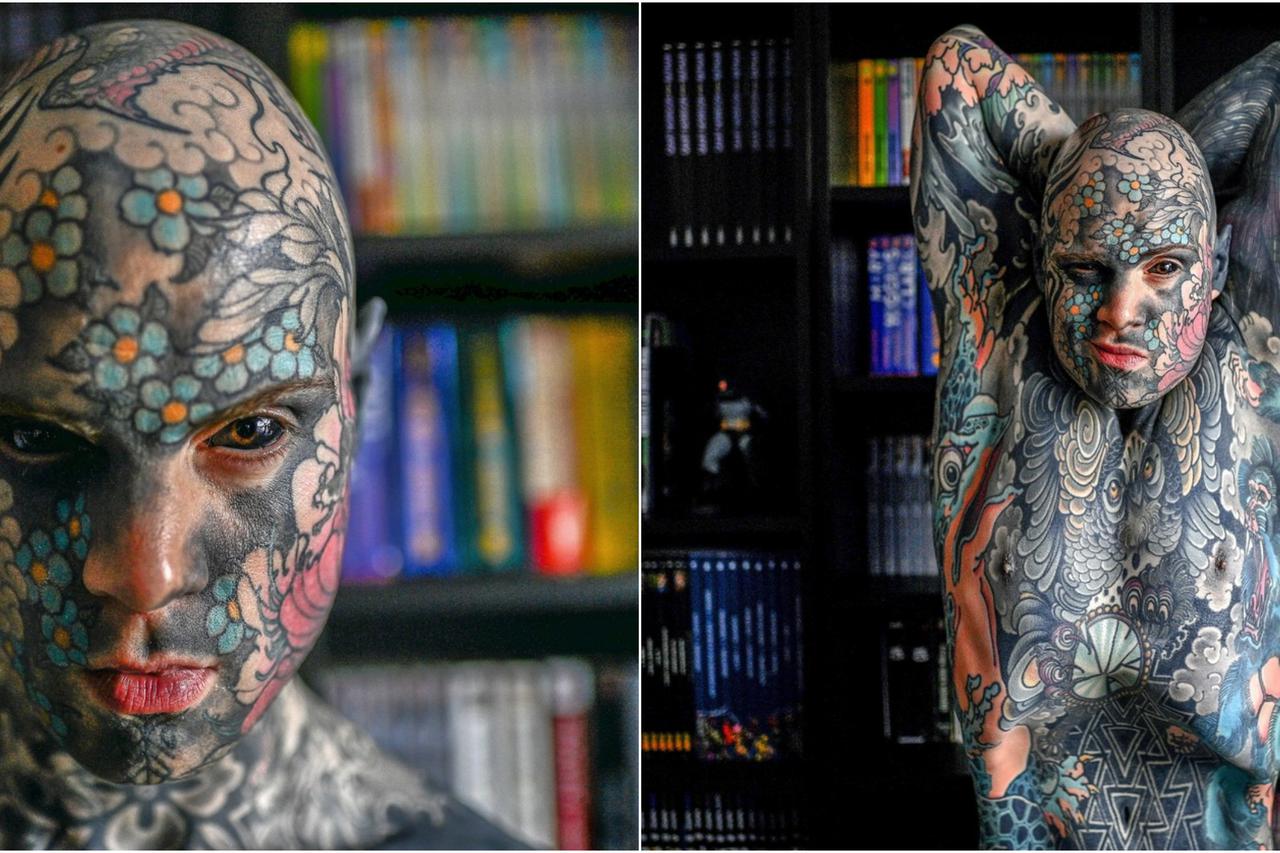 Učitelj čije su tijelo, lice i jezik prekriveni tetovažama