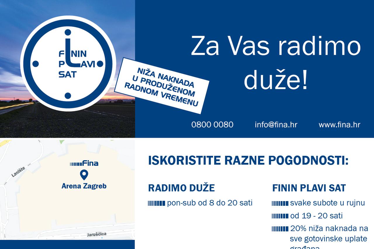 Fina produžila radno vrijeme zagrebačkih poslovnica na frekventnim lokacijama