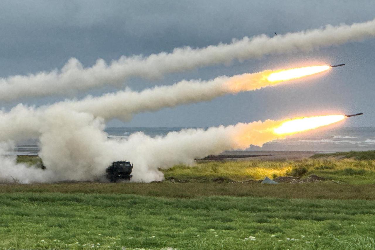 High Mobility Artillery Rocket Systems (HIMARS) during military drill in Taichung