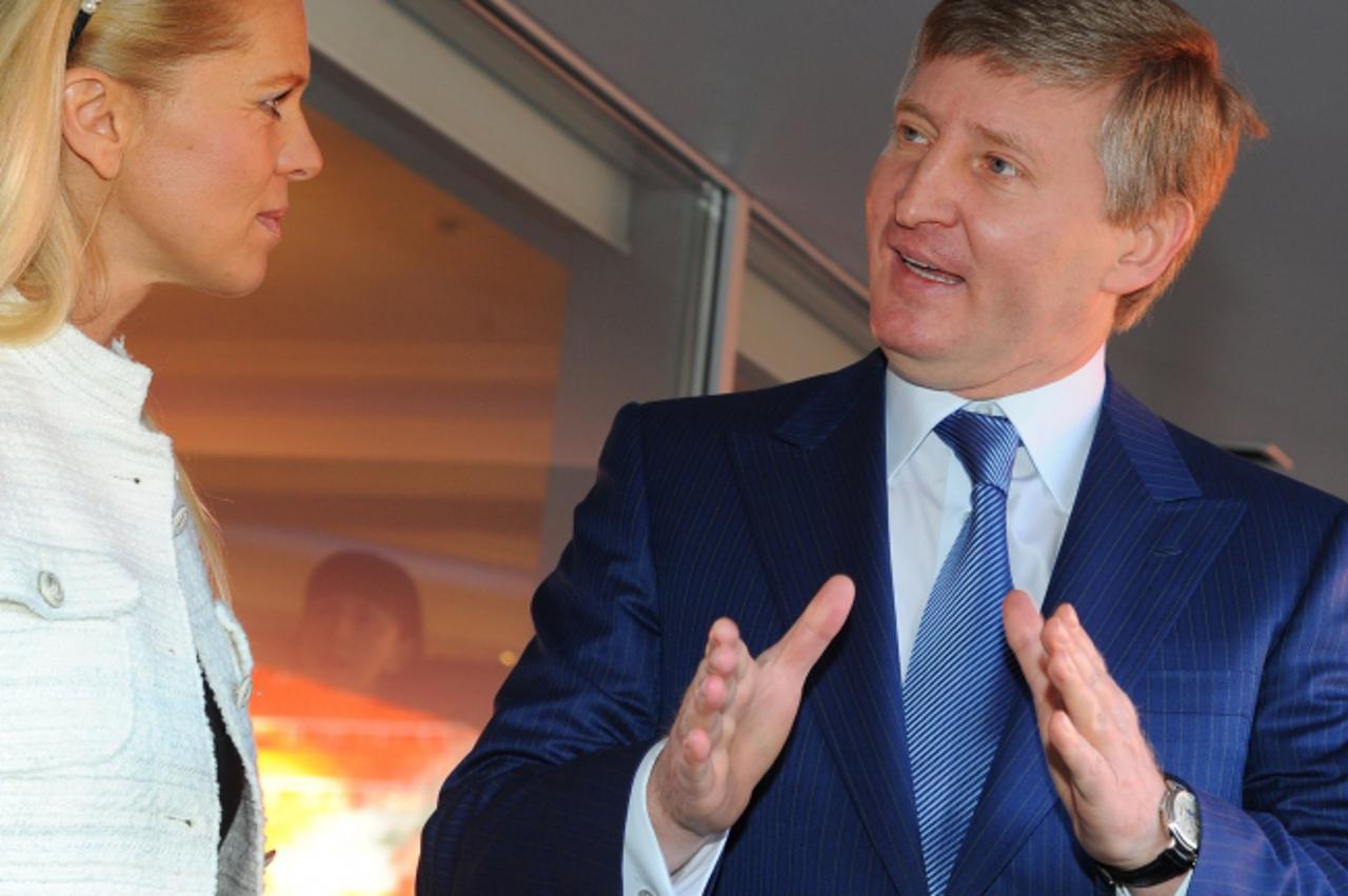 'Princess Maja of Hohenzollern, Ambassador of the European Association for the Protection of Animals and Nature, and Rinat Akhmetov, owner of the Ukrainian soccer club Shakhtar Donetsk, pose inside th