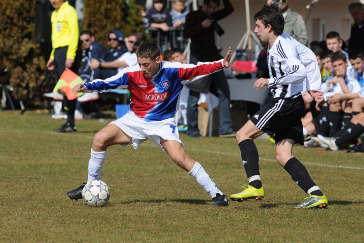 'bih...medjugorje...04.03.2012... nogomet, turnir U-15 igraca, hajduk, zrinjski, partizan i velez...hajduk-partizan nikola vlasic se danas nije upisao u strijelce foto: zoran grizelj vecernji list'