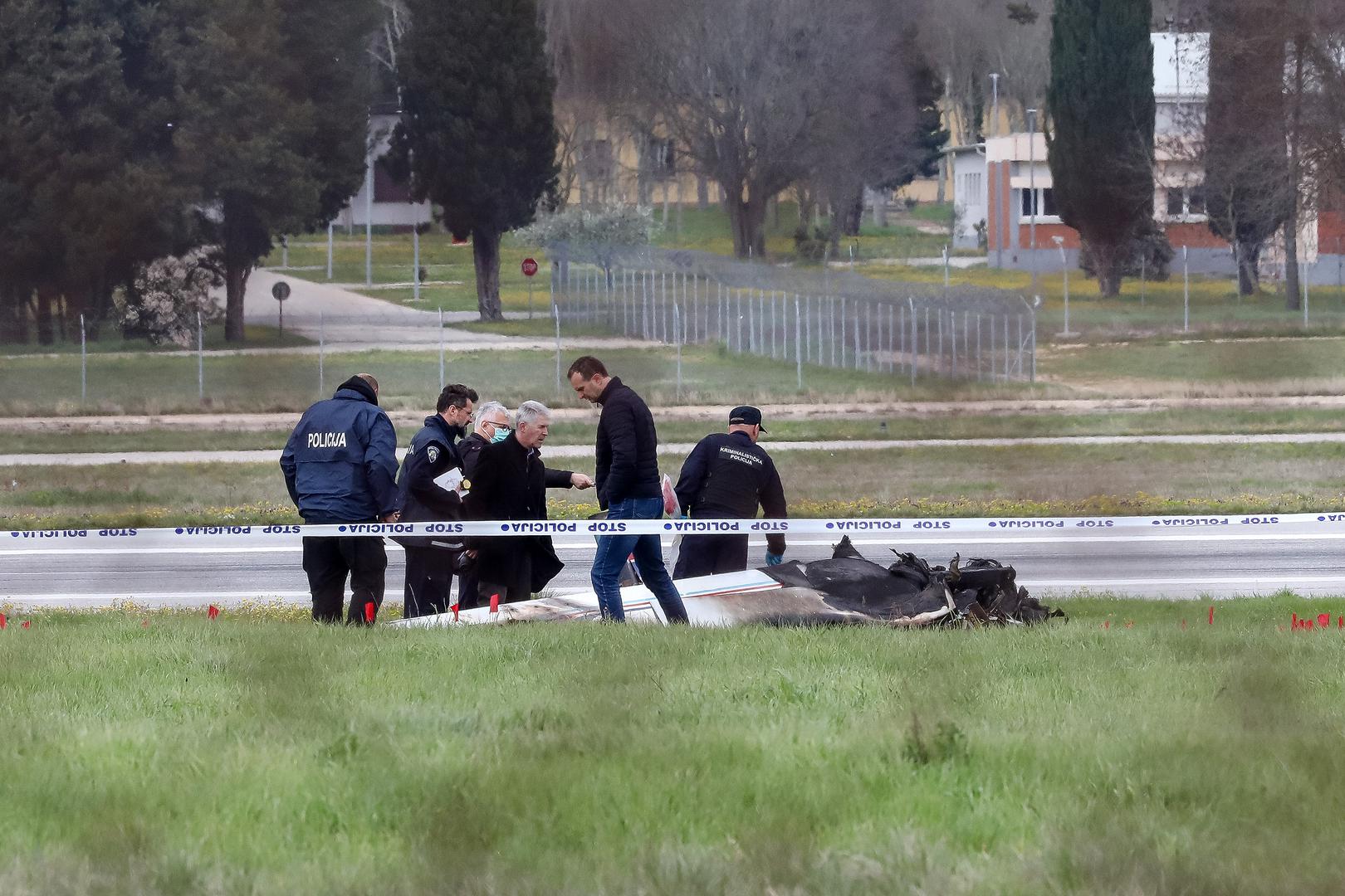 31.03.2023., Pula - U Zracnoj luci Pula pri polijetanju je pao je mali privatni avion pri cemu su poginule dvije osobe. Photo: Srecko Niketic/PIXSELL