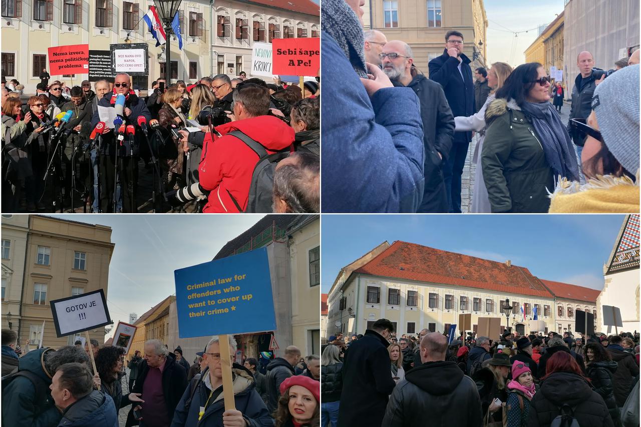 Prosvjed novinara na Markovom trgu