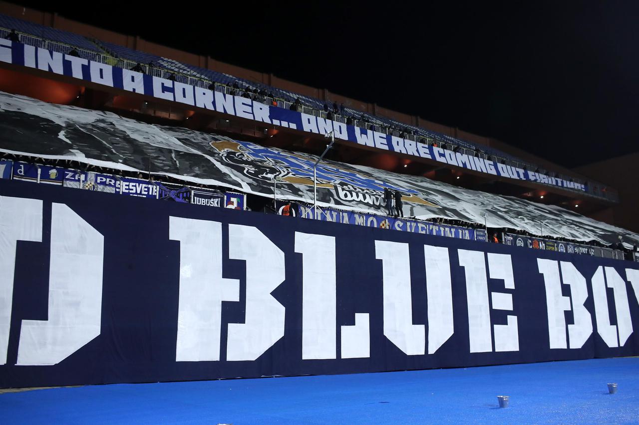 Zagreb: BBB postavio transparent na tribini tijekom utakmice GNK Dinamo - Rapid 