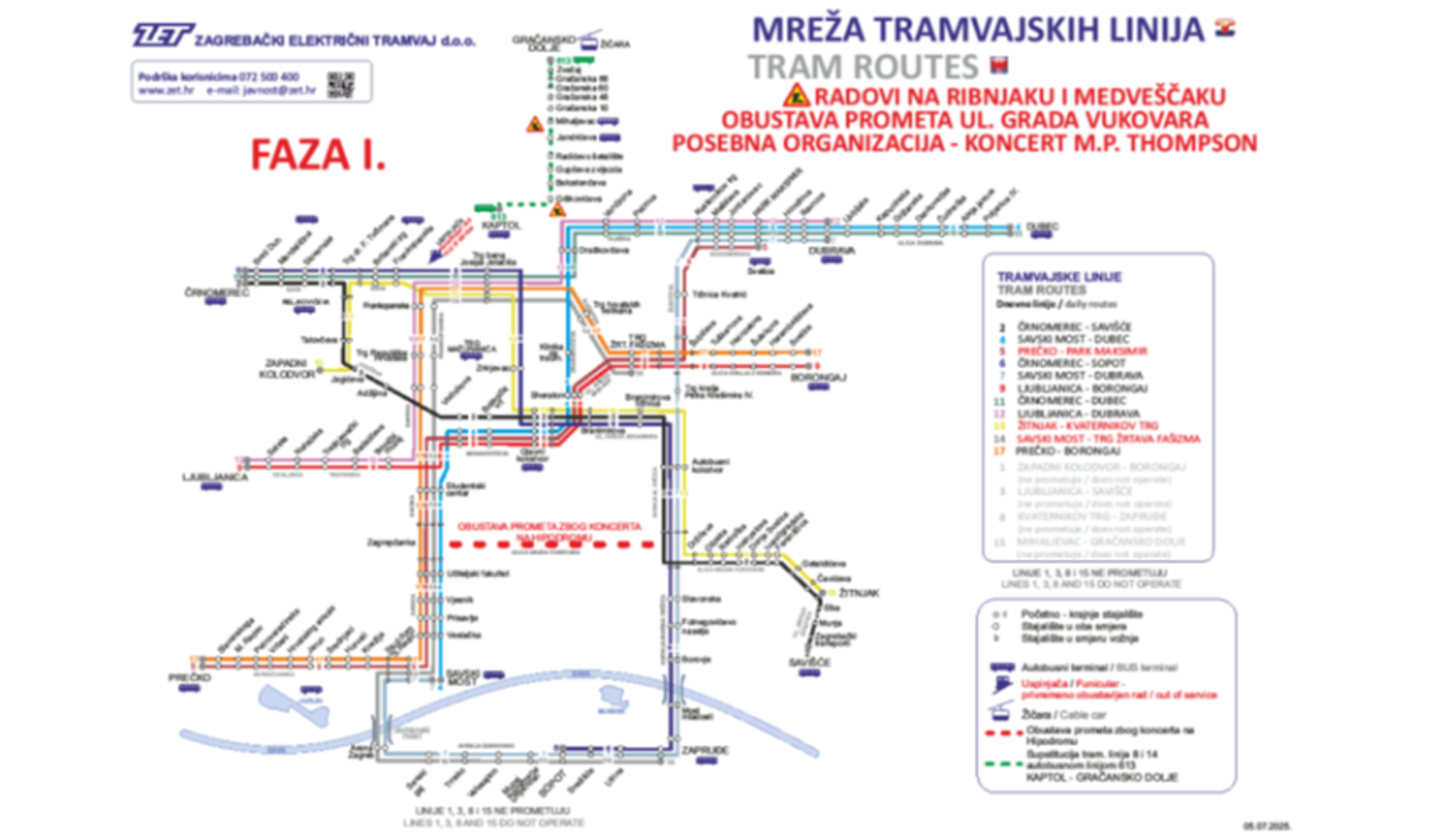 Već od petka u kasnim satima, ZET-ov terminal Glavni kolodvor neće raditi. Vukovarska ulica bit će zatvorena od jutra u subotu na potezu od Miramarske do Kruge, a tramvaji tamo neće prometovati. 
