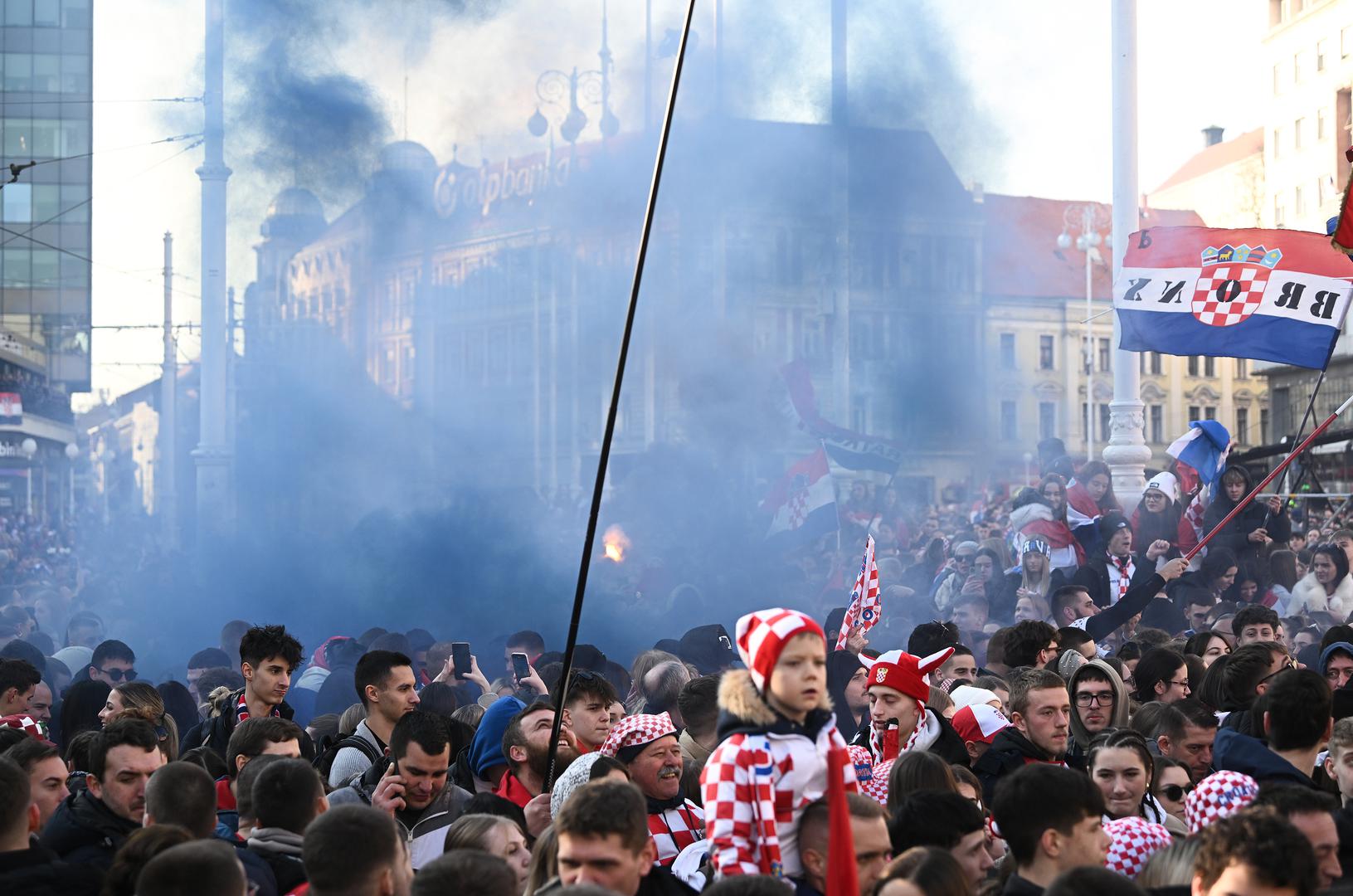 03.02.2025., Zagreb - Svecani docek hrvatske rukometne reprezentacije u Zagrebu nakon osvojenog drugog mjesta na Svjetkom prvenstvu.
 Photo: Marko Lukunic/PIXSELL