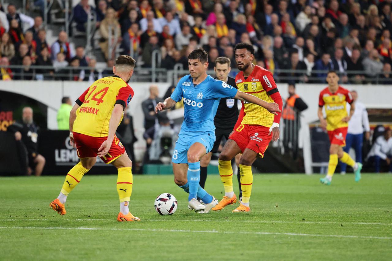 Match de championnat de Ligue 1 Uber Eats opposant le RC Lens à l'Olympique de Marseille au stade Bollaert-Delelis à Lens