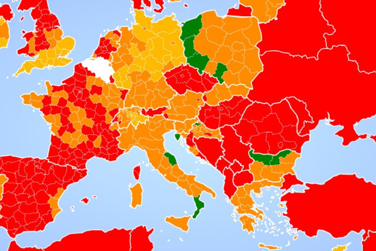 Mapa Europe o koronavirusu