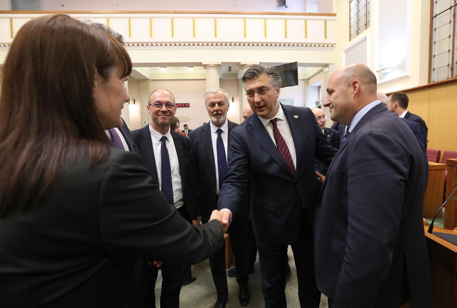 16.05.2024., Zagreb - Prvo zasjedanje Hrvatskog sabora u 11. sazivu. Vesna Vucemilovic, Davor Ivo Steir, Ante Sanader, Andrej Plenkovic Photo: Robert Anic/PIXSELL