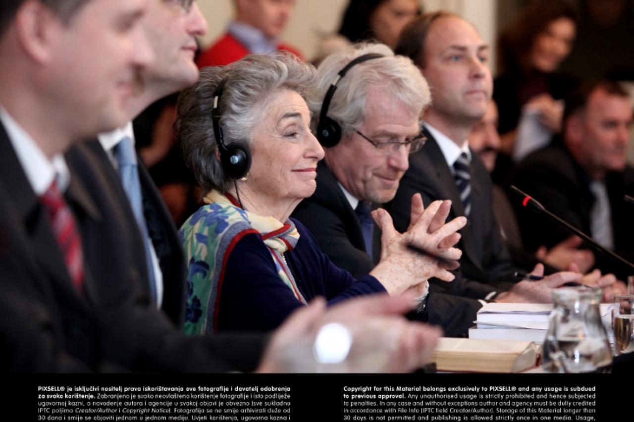 '31.01.2013., Zagreb - U saboru je danas odrzan susret zastupnika i razgovor s dr. Judith Reisman na temu Spolni odgoj u skolama - iskustva iz Sjedinjenih Americkih Drzava. Photo: Patrik Macek/PIXSELL