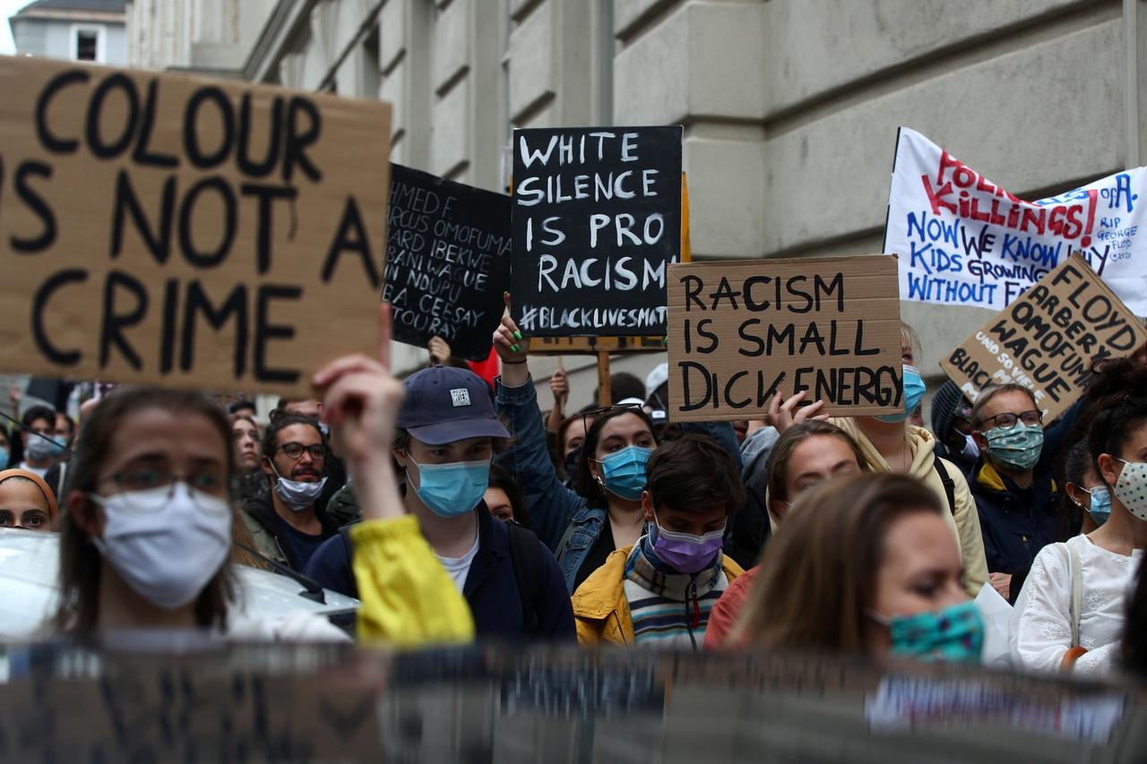 Black Lives Matter protest following the death of George Floyd in Minneapolis police custody, near the U.S. Embassy in Vienna