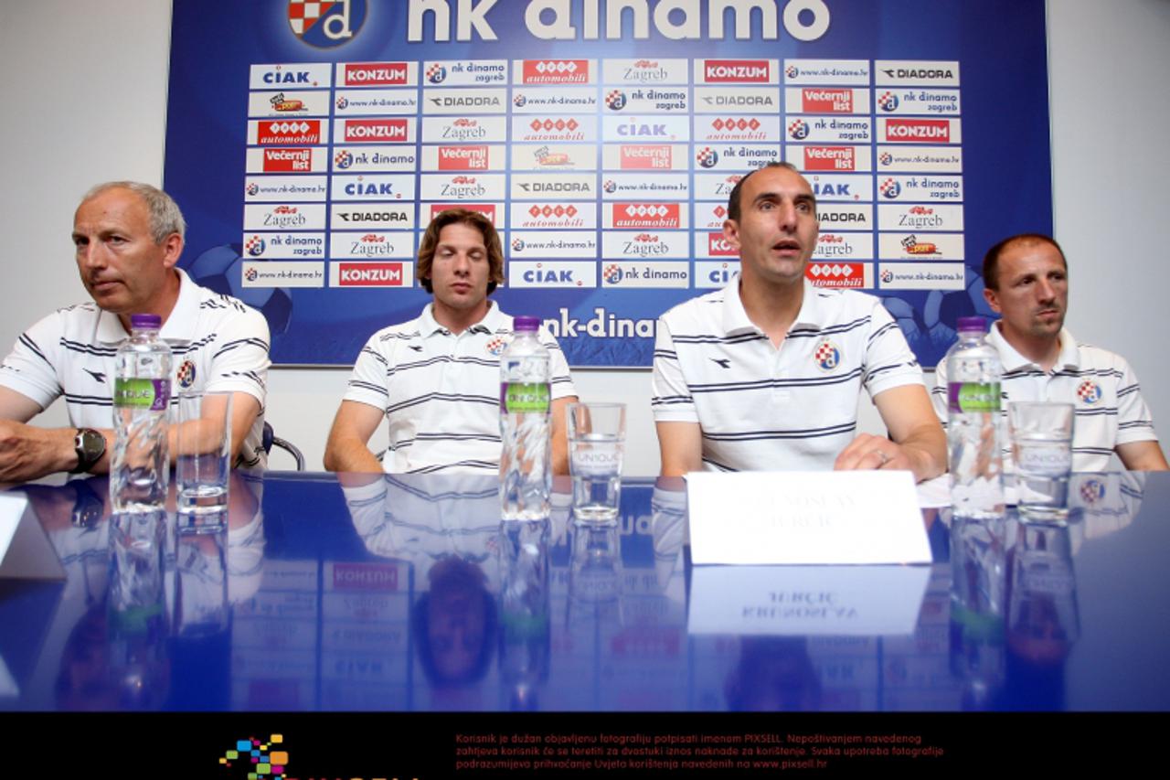 \'15.06.2011., Maksimir, Zagreb - Predstavljanje novih clanova strucnog stozera NK Dinamo. Zvonko Komes, Tomislav Rukavina, Damir Krznar i trener Krunoslav Jurcic.  Photo: Igor Kralj/PIXSELL\'