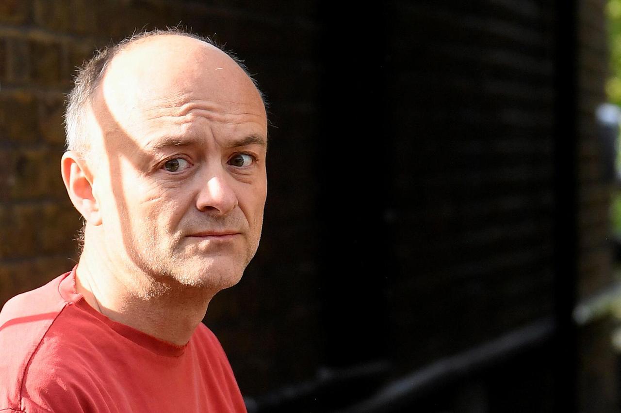 FILE PHOTO: Former special advisor to British Prime Minister Johnson, Cummings, speaks to members of the media, in London