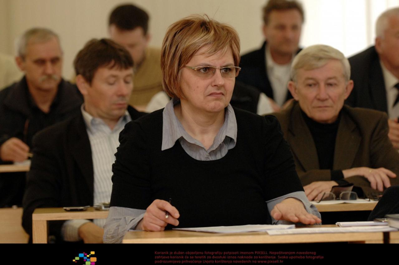 '03.03.2011., Cakovec- Direktori Hrvatskih voda u posjetu zupaniji Medjimurskoj porazgovarali su sa nacelnicima i gradonacelnicima medjimurskih opcina. Visnja Ivacic, nacelnica opcine Pribislavec. Pho