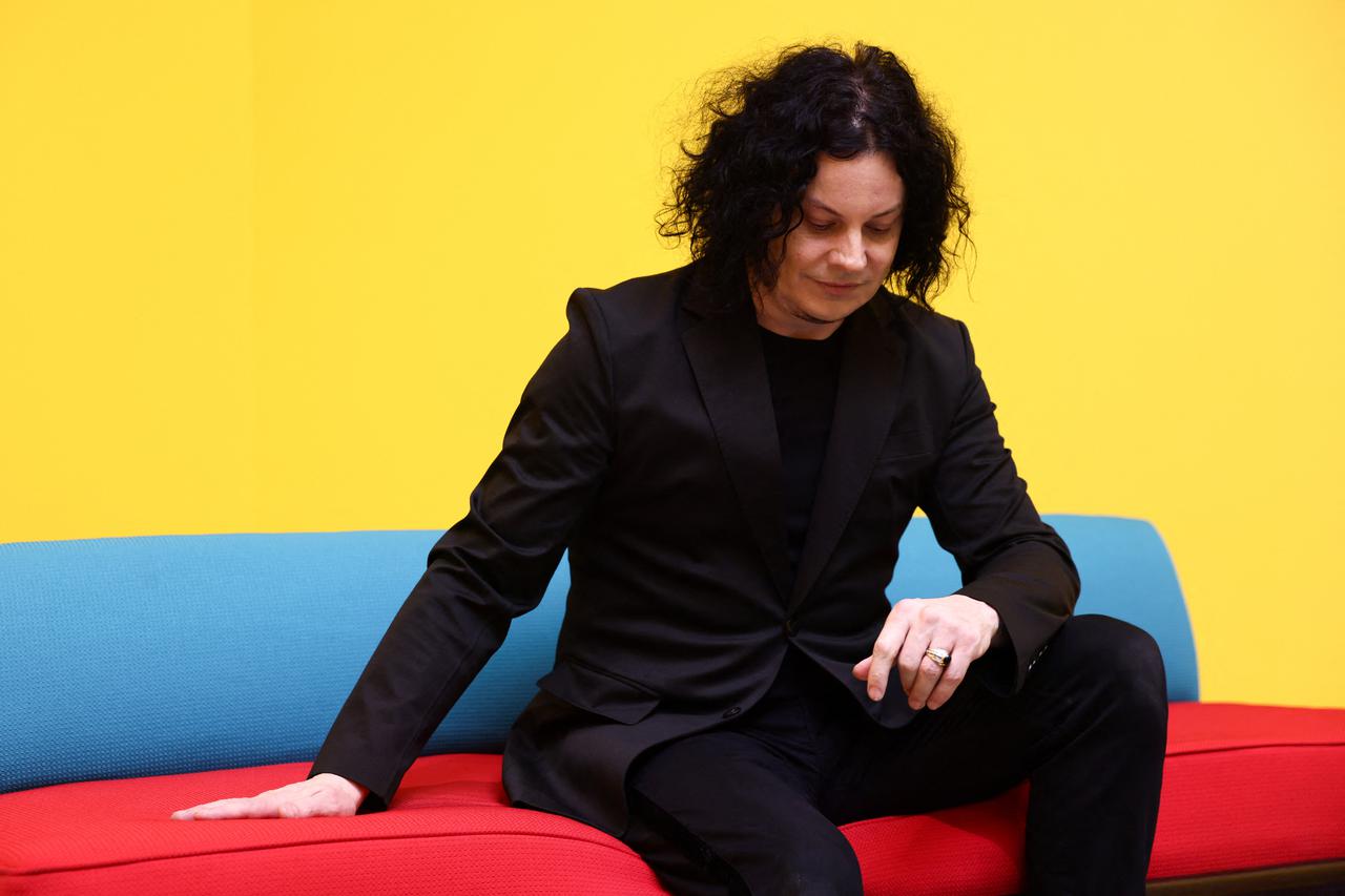 American musician Jack White, guitarist and lead vocalist of the rock duo The White Stripes, during a photo call launching his "Jack White: These Thoughts May Disappear" exhibition at Newport Street Gallery in London