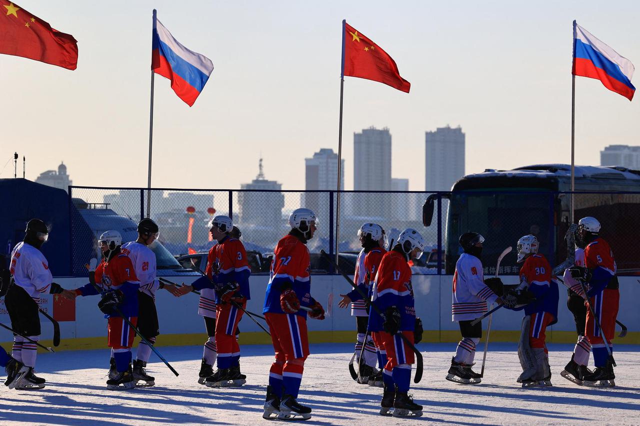 Russia-China winter sports festival on the frozen Amur River in Blagoveshchensk