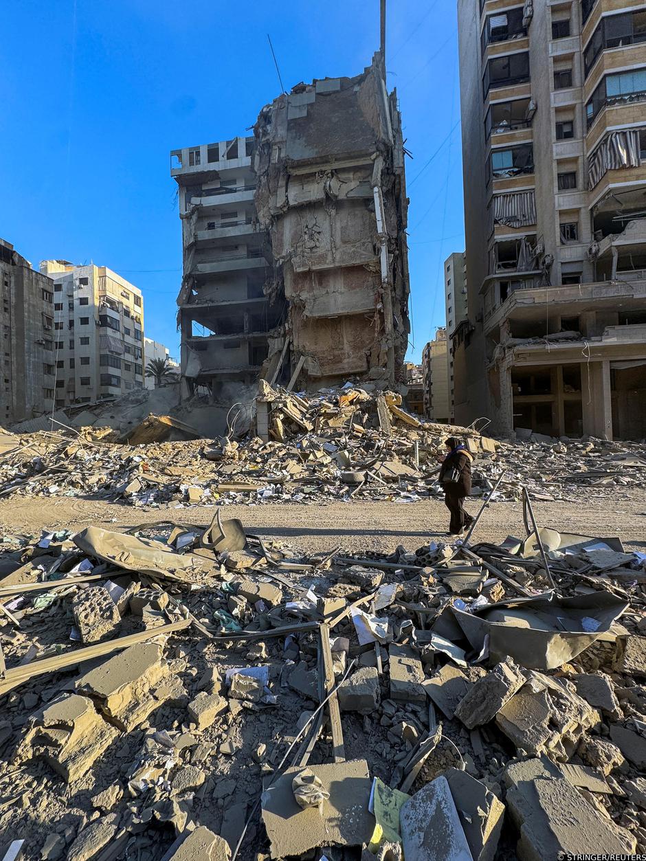 A view of a damaged building after an Israeli strike, following renewed hostilities between Hezbollah and Israel amid the U.S.-Israeli conflict with Iran