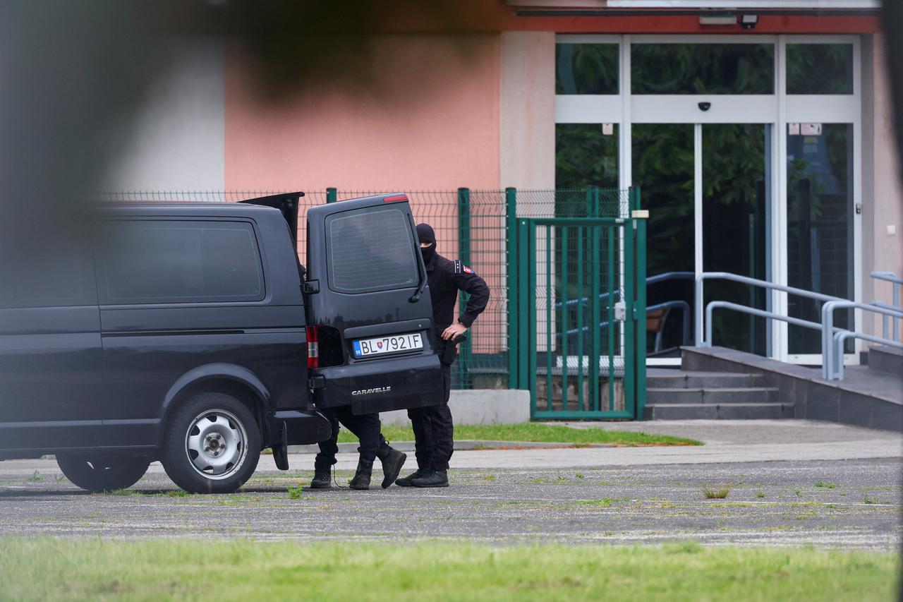 Juraj C., suspect in attack on Slovak PM Fico, is transferred by police to a Special Court for his hearing, in Pezinok