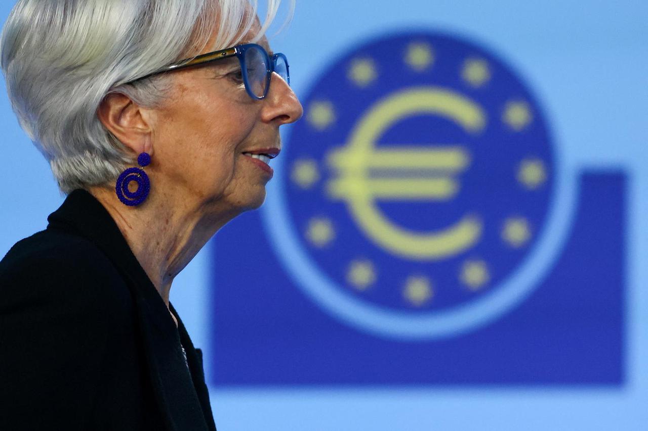 ECB President Lagarde speaks to reporters following the Governing Council's monetary policy meeting, in Frankfurt