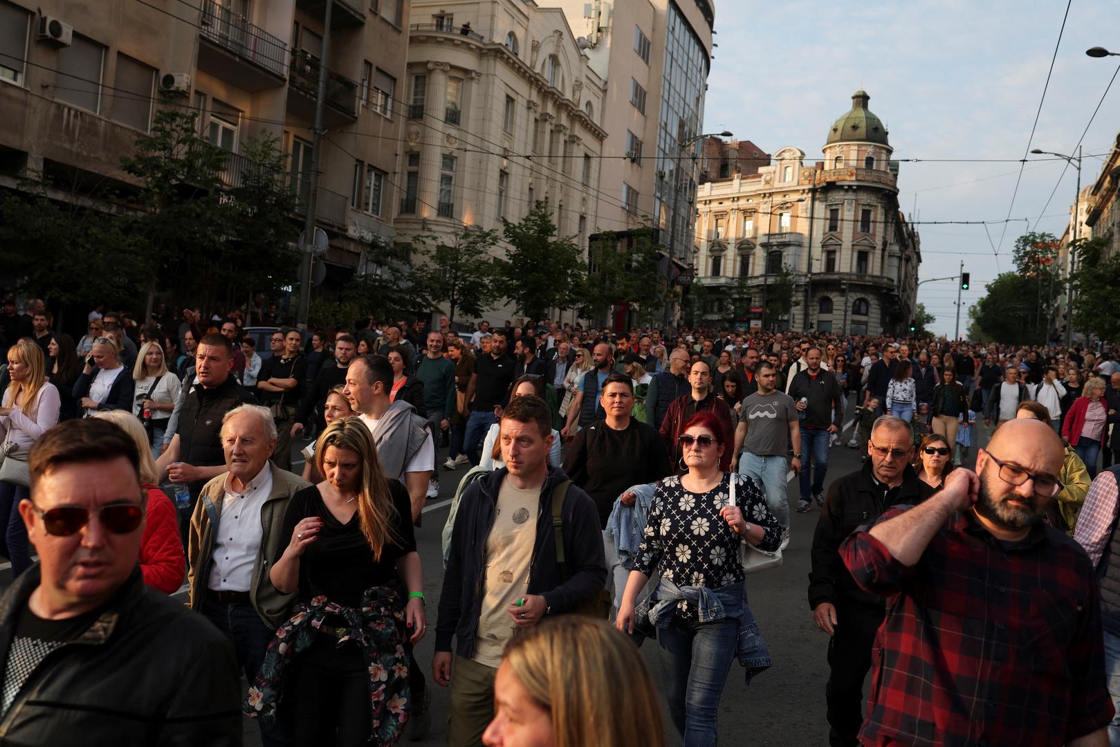 Serbia's main opposition parties protest against violence and in reaction to the two mass shootings in the same week, that have shaken the country, in Belgrade, Serbia, May 19, 2023. REUTERS/Marko Djurica Photo: MARKO DJURICA/REUTERS