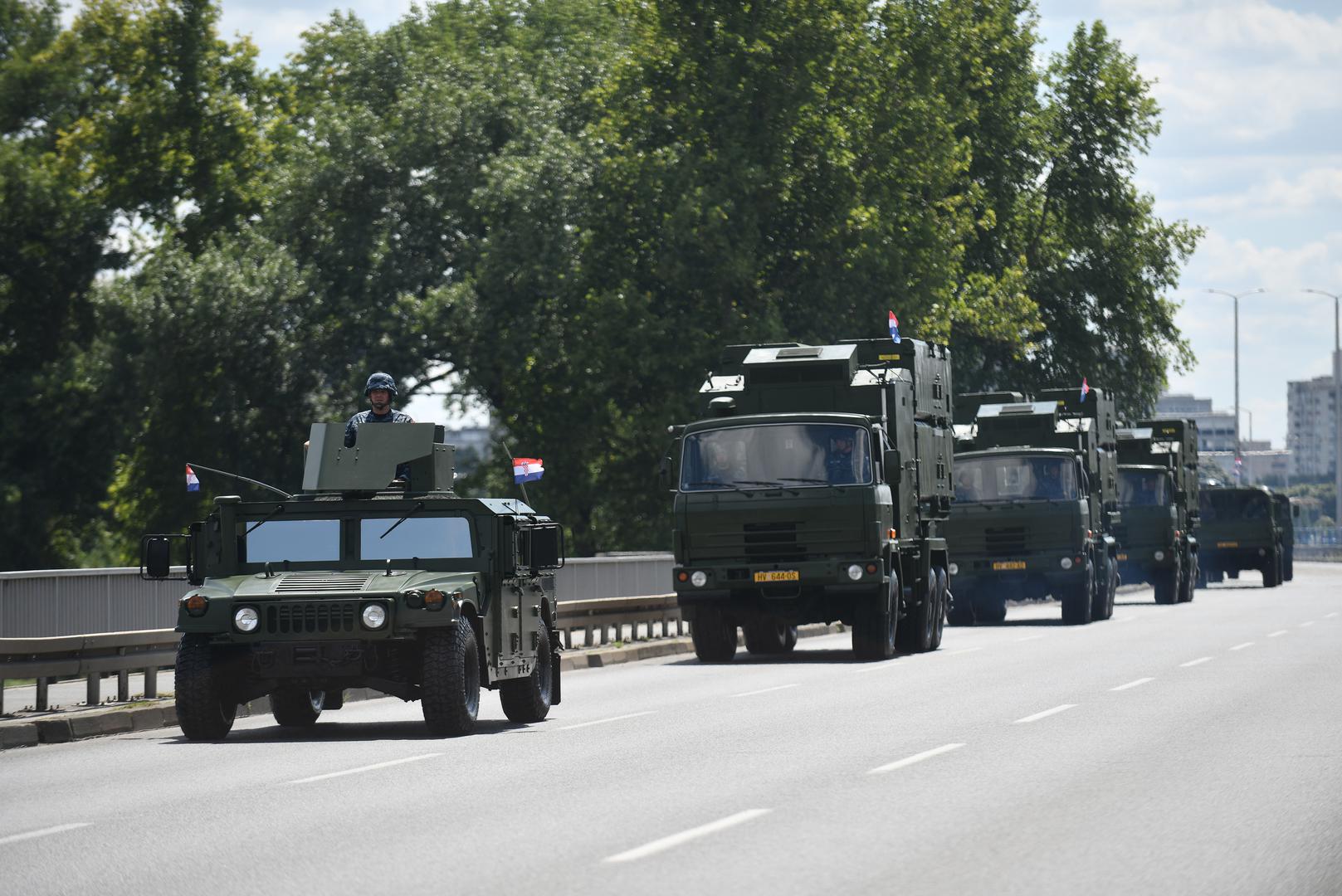 31.07.2025., Zagreb - Izlazak vozila mehaniziranog i motoriziranog postroja mimohoda iz vojarne "1. gardijske brigade Tigrovi - Croatia".  Photo: Josip Miskovic/PIXSELL