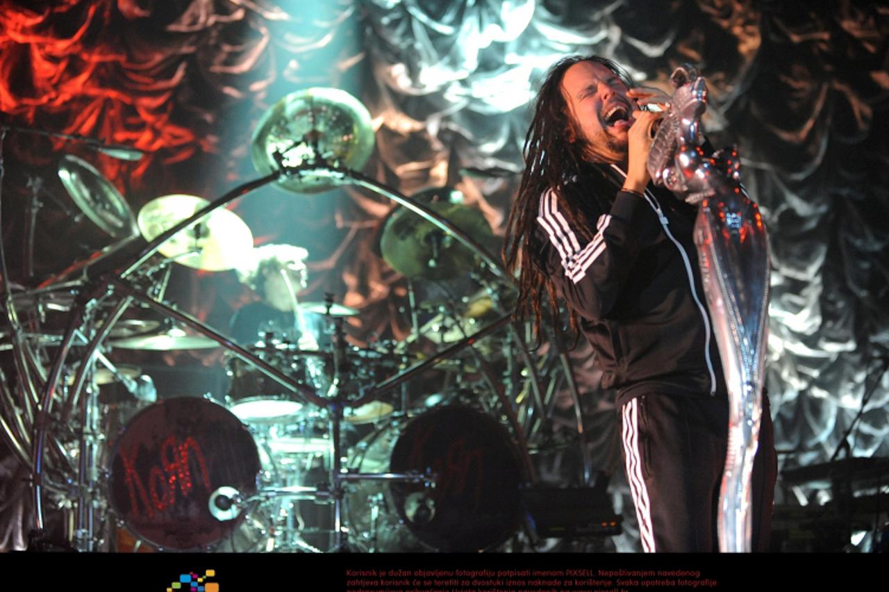 'Jonathan Davis of Korn during the Music As A Weapon 2011 Tour at the Crown Coliseum, Fayetteville Photo: Press Association/Pixsell'
