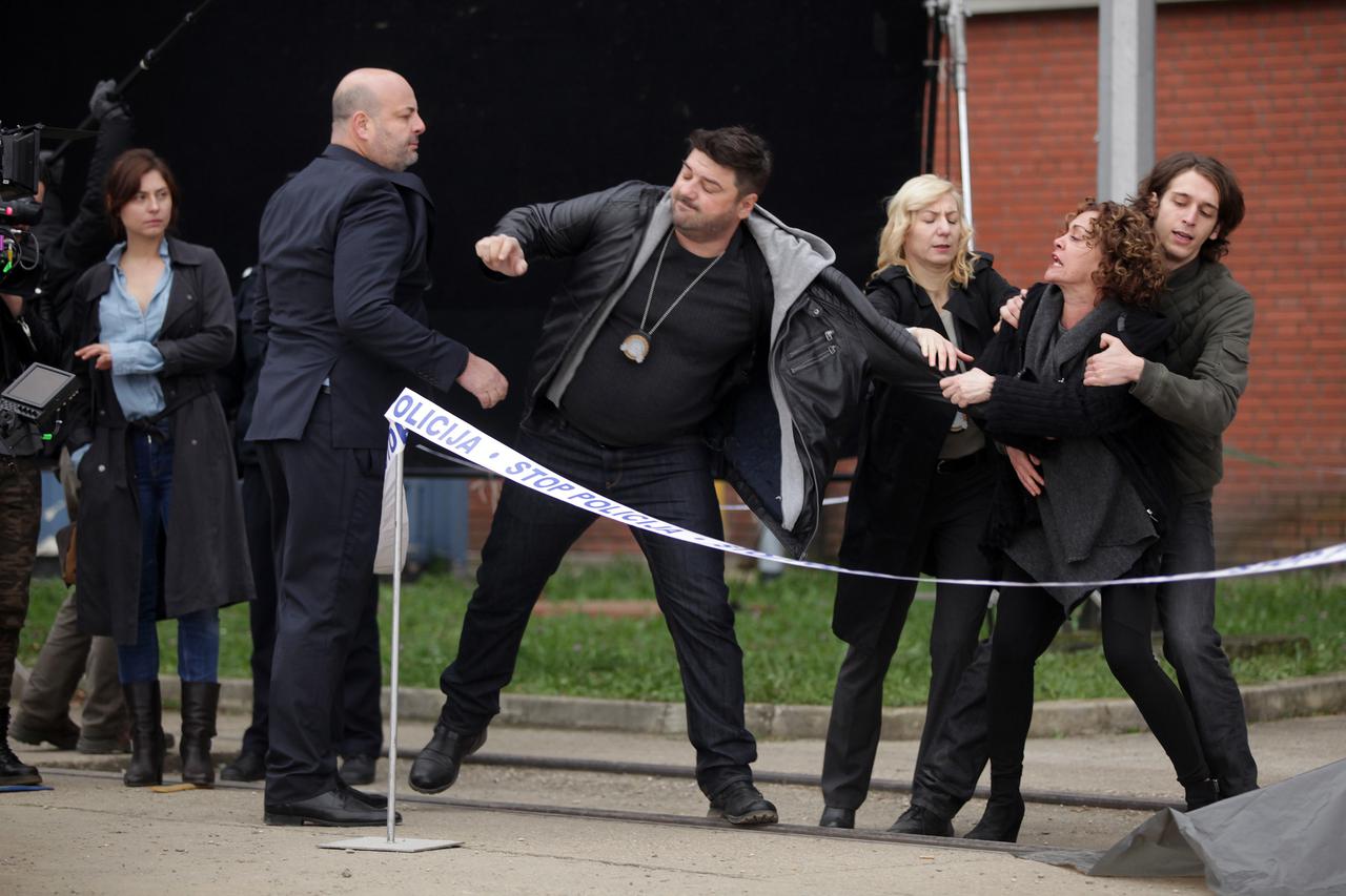 24.11.2014., Zagreb - Set serije  Pocivali u miru.  Anja Sovagovic, Daria Lorenci Flatz,  Goran Navojec.  Photo: Grgur Zucko/PIXSELL