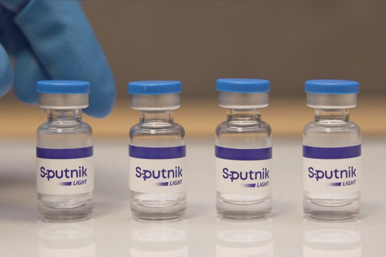 A handout photo shows samples of Sputnik Light COVID vaccine