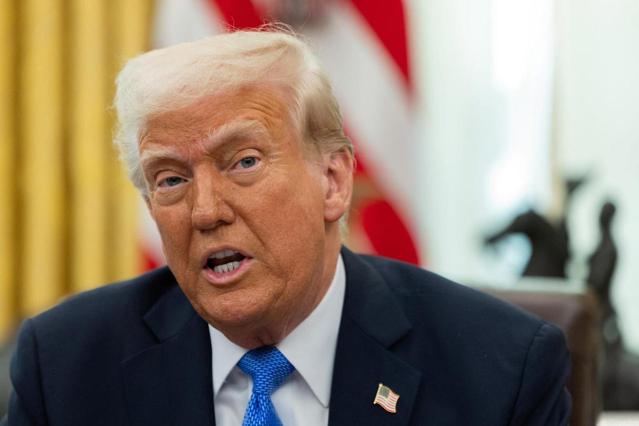 President Donald Trump delivers remarks, in the Oval Office at the White House, in Washington, D.C