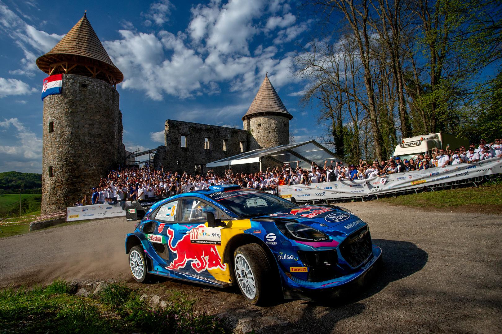 22.04.2023., Novigrad na Dobri - FIA WRC Croatia Rally 2023. SS14 Vinski Vrh - Duga Resa. Ott Tanak (Estonija) i Martin Jarveoja (Estonija) iz tima M-Sport Ford World Rally Team u automobilu Ford Puma Rally1 Hybrid. Photo: igor Kralj/PIXSELL