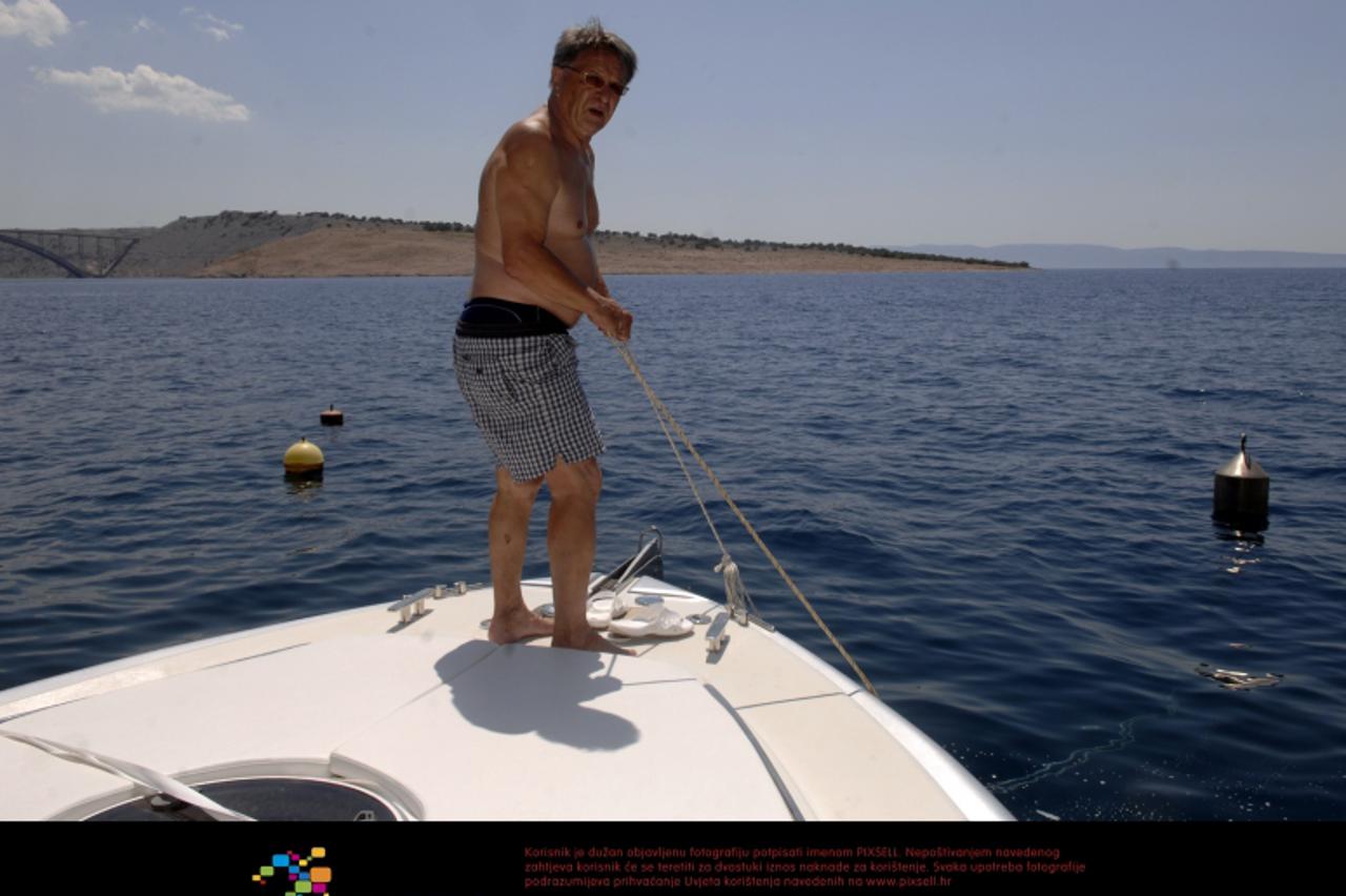 '10.07.2012. Kraljevica - Miroslav Ciro Blazevic na svojoj novoj jahti - gliseru. Photo: Goran Kovacic/PIXSELL'