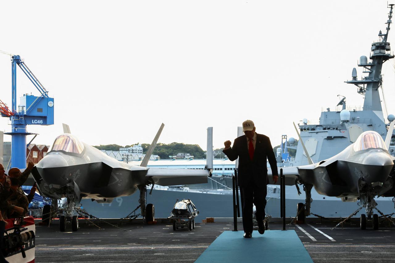 U.S. President Donald Trump visits the aircraft carrier USS George Washington at Commander, Fleet Activities Yokosuka Navy base in Yokosuka