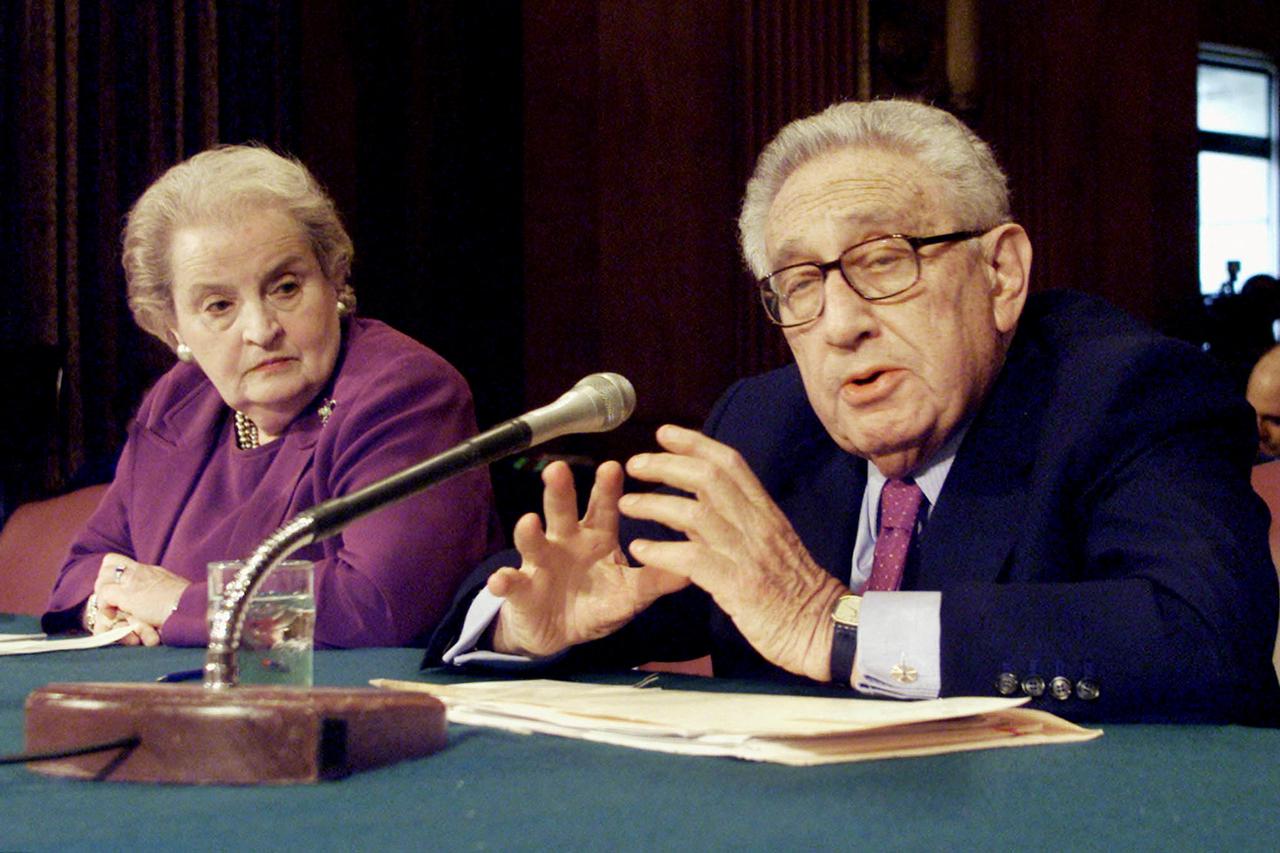 FILE PHOTO: Former Secretaries Of State Albright and Kissinger testify before to senate