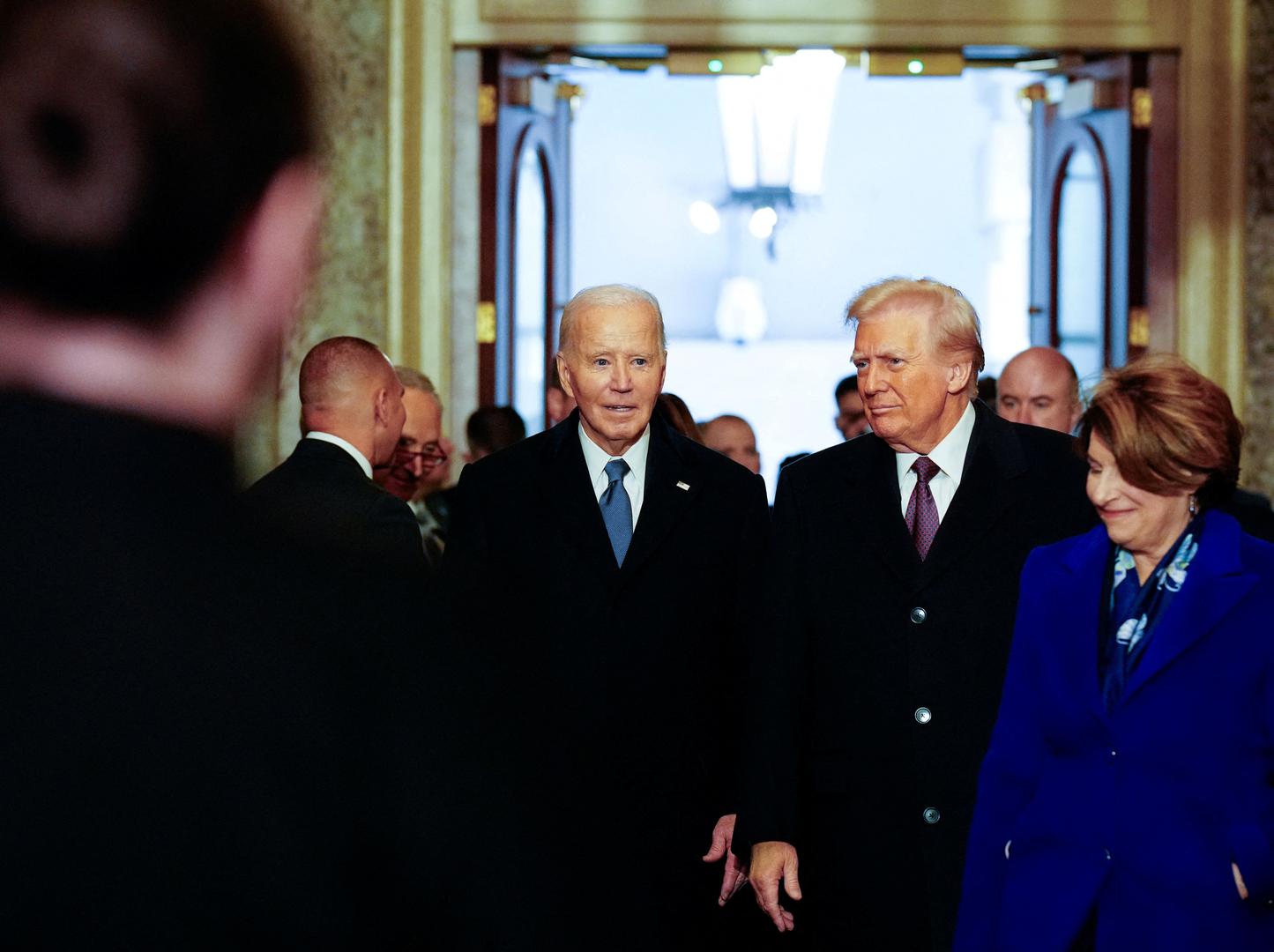 Washington , DC - January 20:  U.S. President Joe Biden and President-elect Donald Trump arrive ahead of the 60th inaugural ceremony on January 20, 2025, at the US Capitol in Washington, DC. Trump becomes the 47th president of the United States in a rare indoor inauguration ceremony. The parade was also moved inside Capitol One Arena due to weather. Melina Mara/Pool via REUTERS Photo: Melina Mara/REUTERS