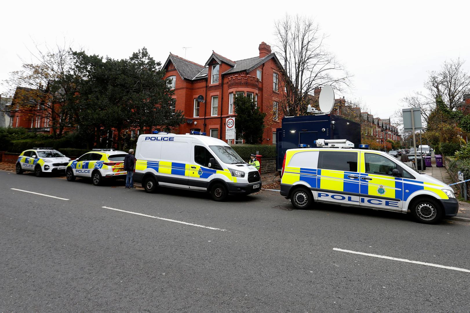 Police vehicles are seen, following the car blast of Liverpool Women's Hospital, in Liverpool, Britain, November 15, 2021. REUTERS/Ed Sykes