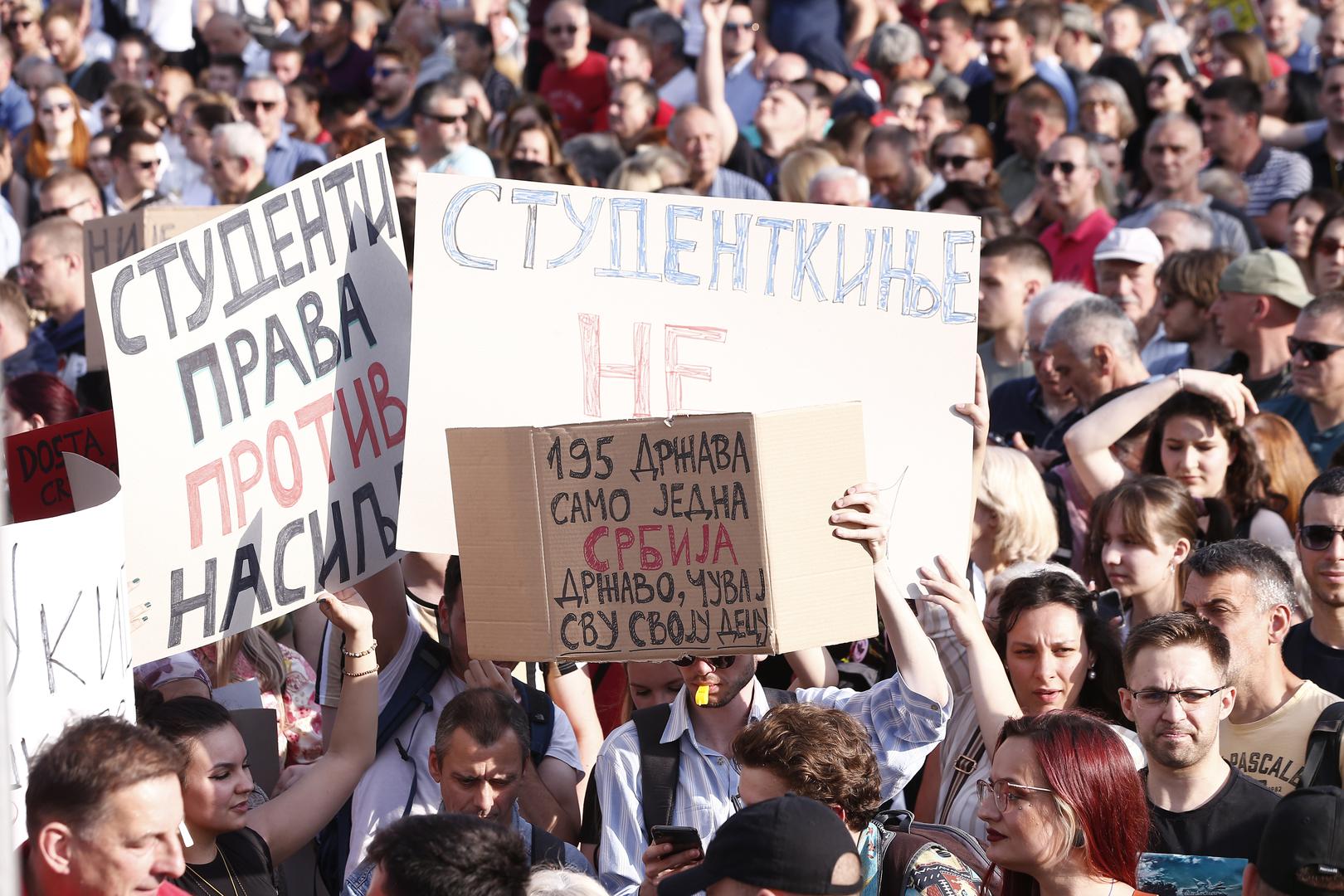 03, June, 2023, Belgrade -  In front of the House of the National Assembly, the fifth protest called "Serbia against violence" started, organized by a part of the pro-European opposition parties. Photo: Amir Hamzagic/ATAImages03, jun, 2023, Beograd - Ispred Doma narodne skupstine poceo je peti protest pod nazivom "Srbija protiv nasilja" u organizaciji dela proevropskih opozicionih stranaka. Photo: Amir Hamzagic/ATAImages Photo: Amir Hamzagic/ATA Images/PIXSELL